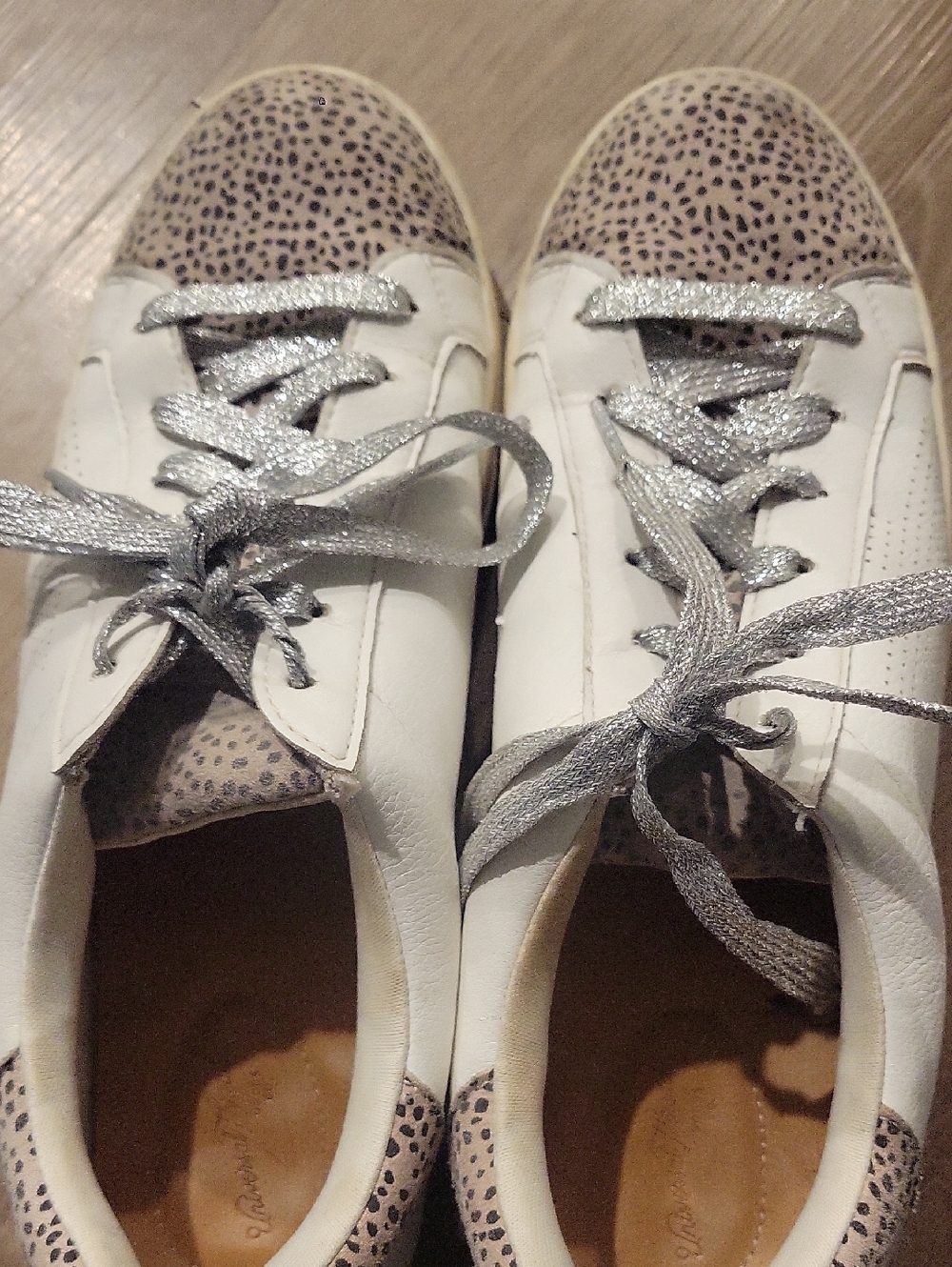 Women's White Leather Sneaker with Silver Accents